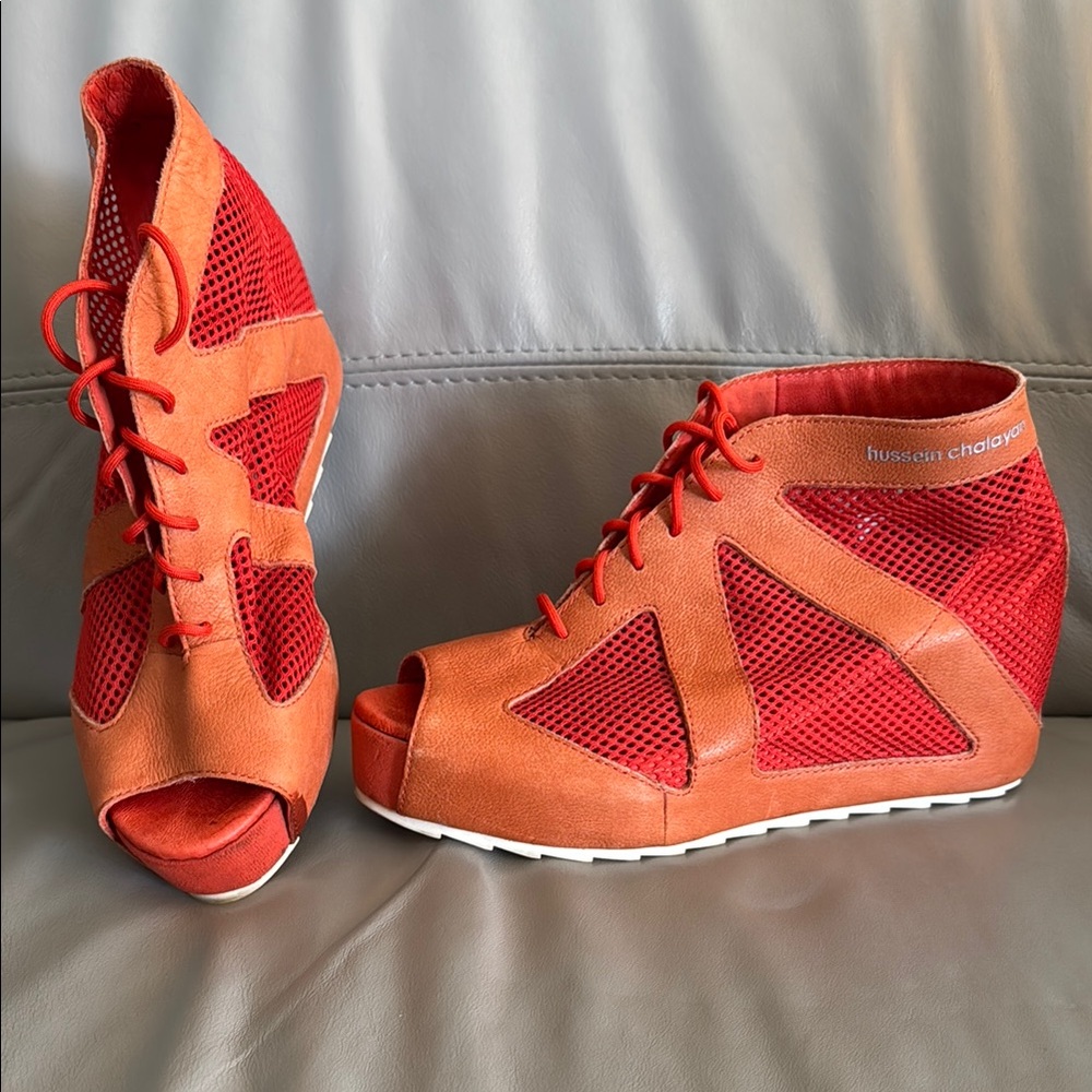 Puma Hussein Chalayan Orange Wedge Sporty Sneakers 7.5